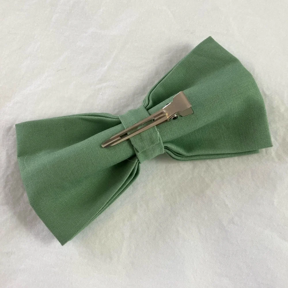 Boys formalwear accessories: 2 gray suspenders & adjustable ties, green bow tie